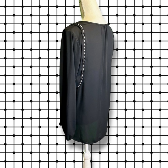 NWOT J. Crew Black & White Split Neck Tassel Trim Popover Tunic Size 6 - Picture 9 of 15